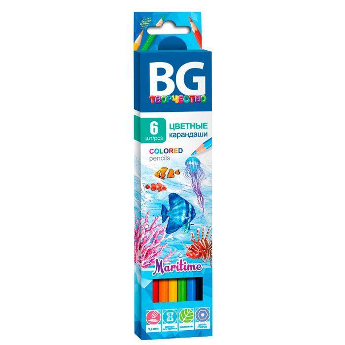 Карандаши BG, 6 цветов, серия Martime, в картонной упаковке - фото 1 - id-p100162939