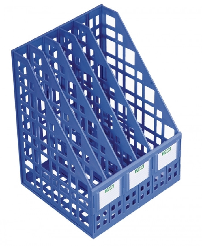 Лоток пластиковый вертикальный для документов А4 Стамм, 295x250x245мм, 5 отделений, сборный, синий - фото 1 - id-p100164863