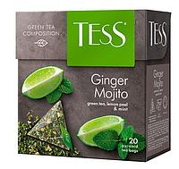 Чай зелёный Tess, серия Ginger Mojito, 20 пакетиков-пирамидок по 1,8гр