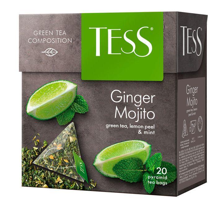 Чай зелёный Tess, серия Ginger Mojito, 20 пакетиков-пирамидок по 1,8гр - фото 1 - id-p100163003