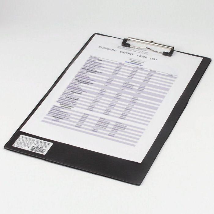 Папка-планшет картонная Brauberg, А4, 90л, металлический зажим, ПВХ-покрытие, чёрная - фото 3 - id-p100164895