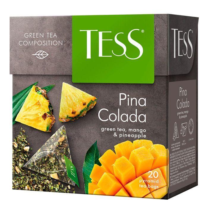 Чай зелёный Tess, серия Pina Colada, 20 пакетиков-пирамидок по 1,8гр - фото 1 - id-p100163944