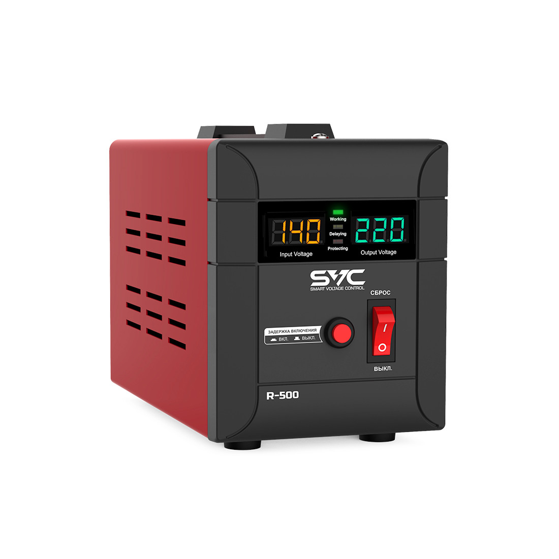 Стабилизатор (AVR), SVC, R-600, 600ВА/500Вт, Диапазон работы AVR: 140-260В, Выходное напряжение: 220В +/-7%,