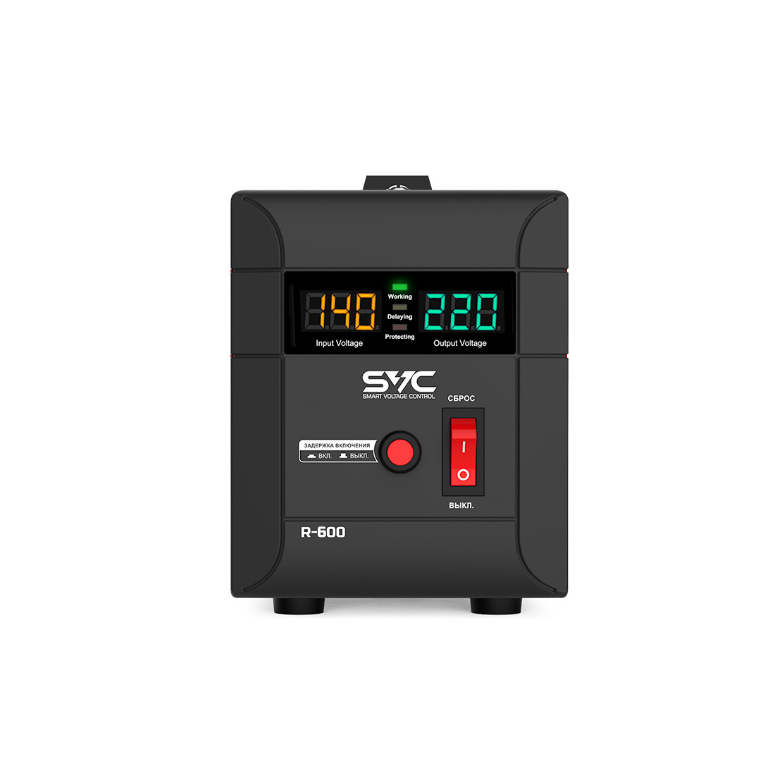 Стабилизатор (AVR), SVC, R-600, 600ВА/500Вт, Диапазон работы AVR: 140-260В, Выходное напряжение: 220В +/-7%, - фото 2 - id-p100166938