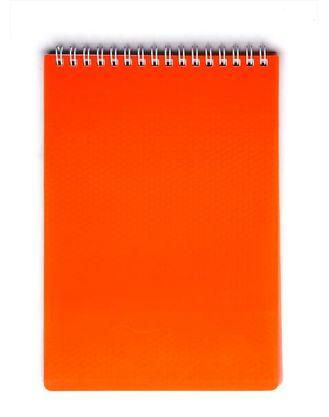 Блокнот Hatber, 80л, А5, клетка, пластиковая обложка, на гребне, серия Diamond Neon, оранжевый