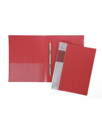 Папка пластиковая Hatber, А4, 700мкм, 17мм, пружинный скоросшиватель, карман, серия Standard - Красная