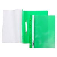 Папка-скоросшиватель пластиковая Hatber, А4, 140/180мкм, перфорация, прозрачный верх, зелёная