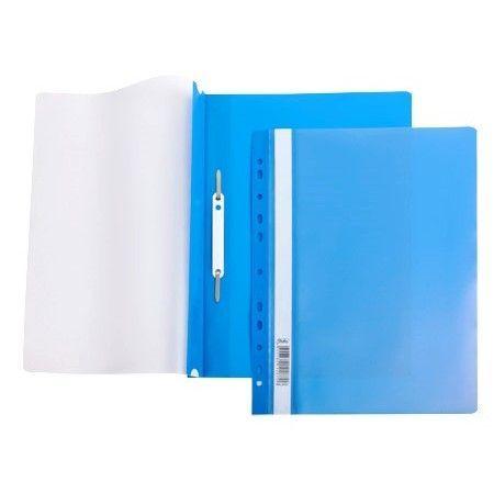 Папка-скоросшиватель пластиковая Hatber, А4, 140/180мкм, перфорация, прозрачный верх, синяя