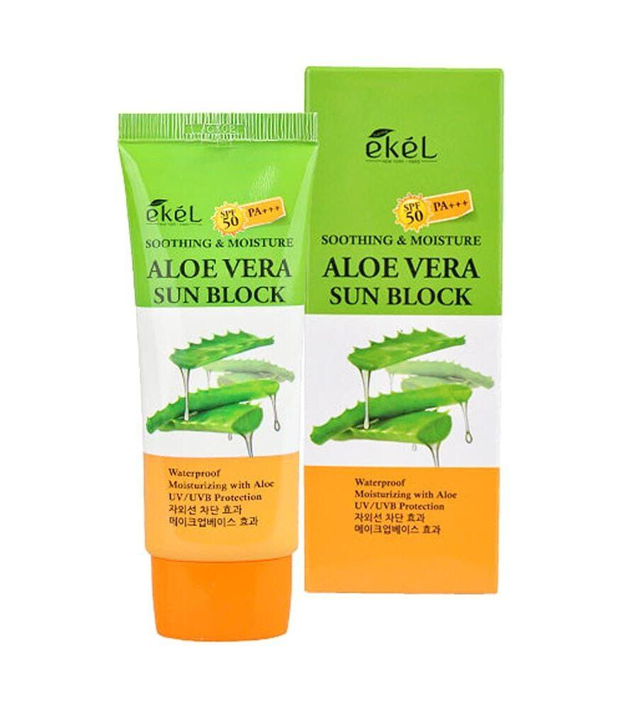 Ekel Aloe Vera sun block SPF 50 PA+++ Солнцезащитный крем для лица 70 мл - фото 1 - id-p100166027