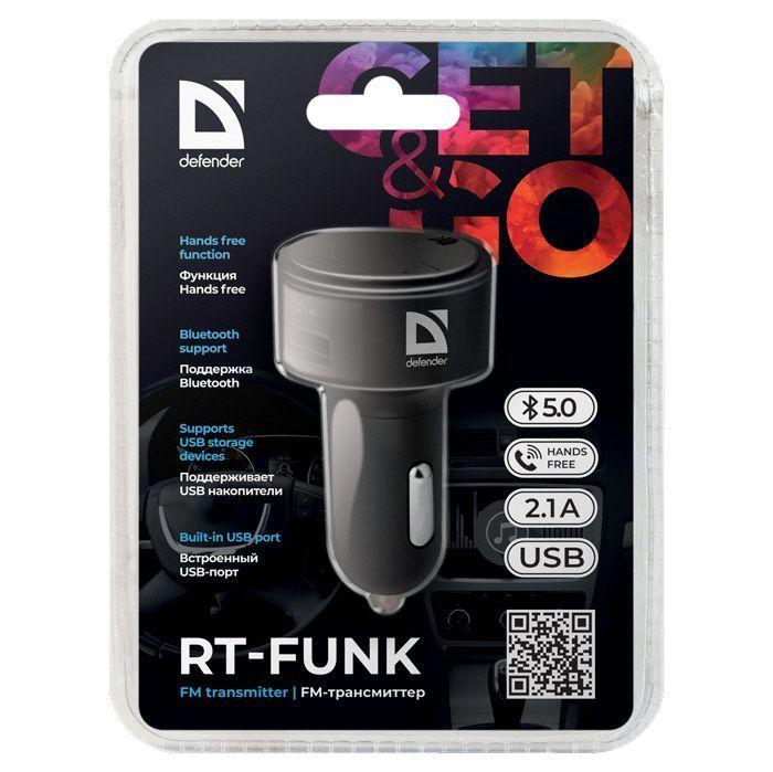Модулятор FM Defender RT-Funk BT/HF, USB 2.1 A - фото 3 - id-p100166090