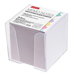 Блок бумаги для заметок Hatber, 9х9х9см, белый, непроклеенный, в пластиковом боксе