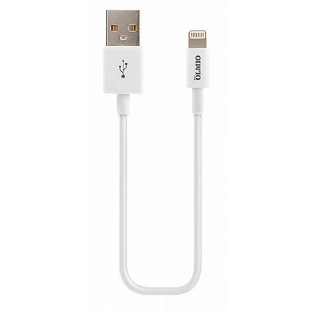 Кабель OLMIO USB 2.0 - Lightning, для Apple iPhone/iPod/iPad, 1м, белый - фото 1 - id-p100166102