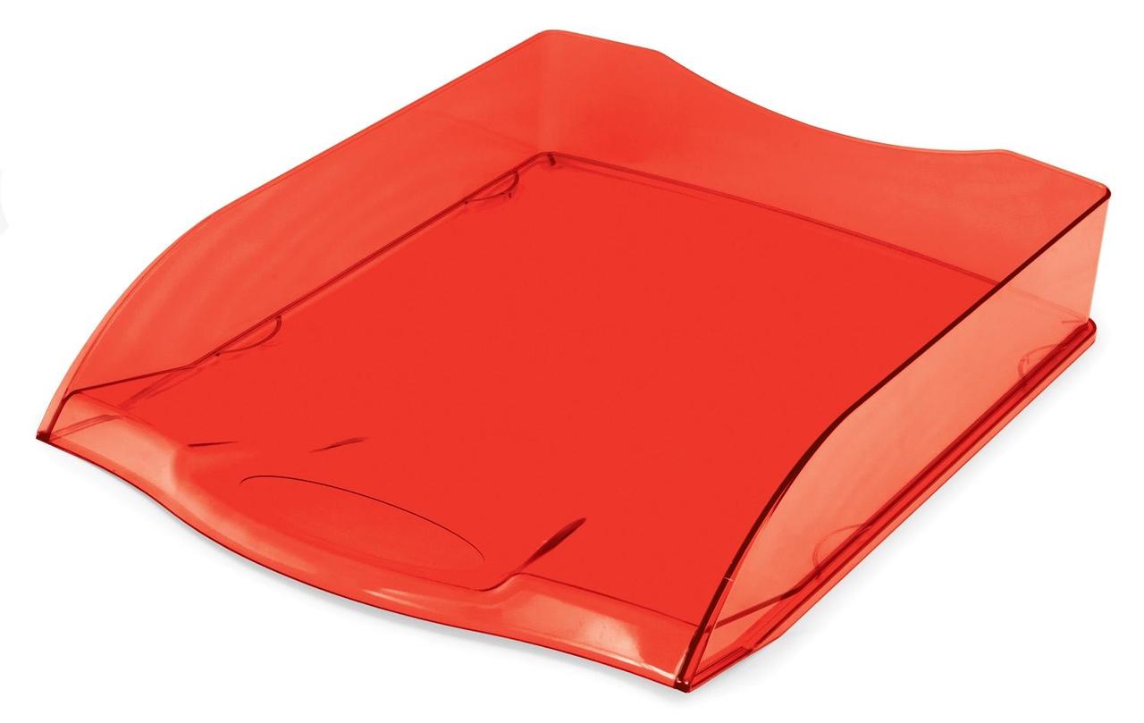 Лоток пластиковый горизонтальный для документов А4 Hatber, 340x280x70мм, тонированный, красный