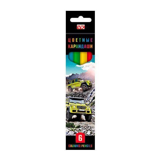 Карандаши Hatber VK, 6 цветов, серия Джипы, в картонной упаковке - фото 1 - id-p100171986