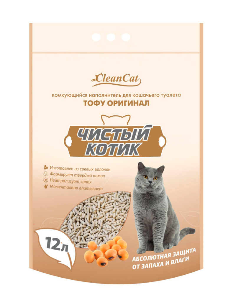 Чистый котик Наполнитель тофу, Оригинал, 12 л