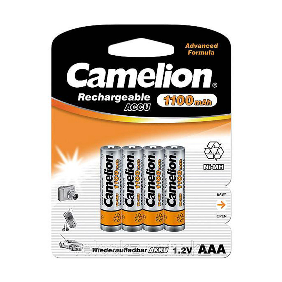 Camelion Аккумулятор AAA, CAMELION, NH-AAA1100BP4, Lockbox Rechargeable, 1.2V, 1100 mAh, 4 шт. в блистер