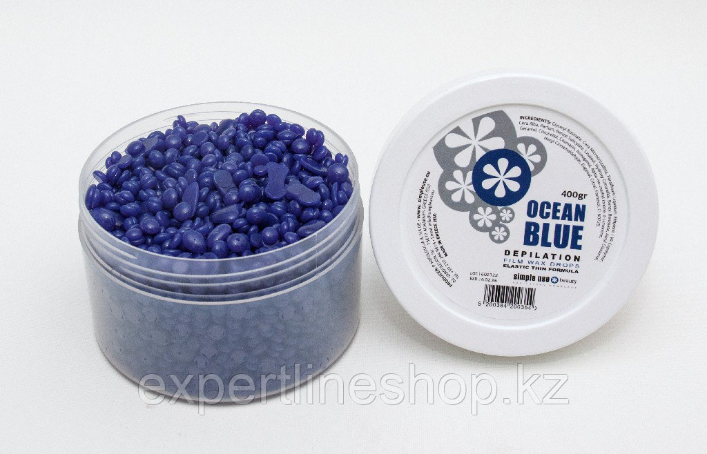 Горячий воск для депиляции SIMPLE USE BEAUTY - Ocean Blue, гранулы, банка, 400 гр
