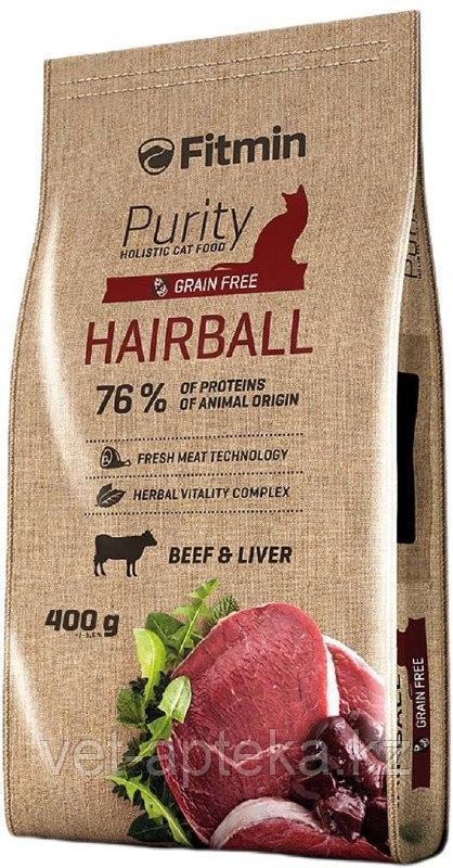 Fitmin Cat Purity Hairball беззерновой корм для взрослых длинношерстных кошек с говядиной 400г