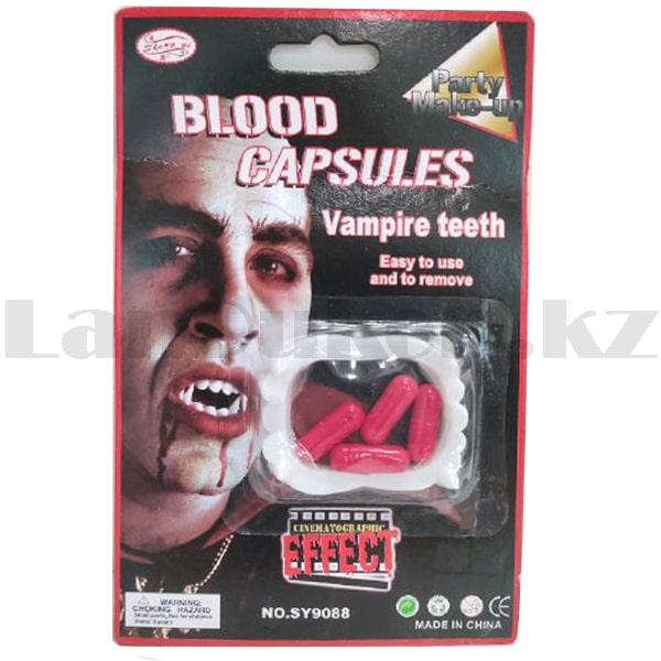 Накладные зубы, клыки вампира с кровью SY 9088