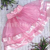 Юбка пачка детская с атласной окантовкой для танцев розовая 30-36 размер