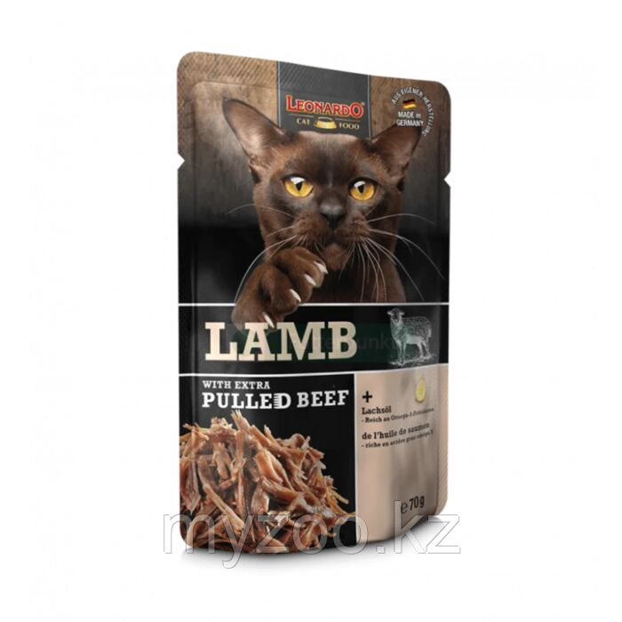 Leonardo Lamb Extra Pulled pouch, Леонардо для кошек с ягненком, 70гр.