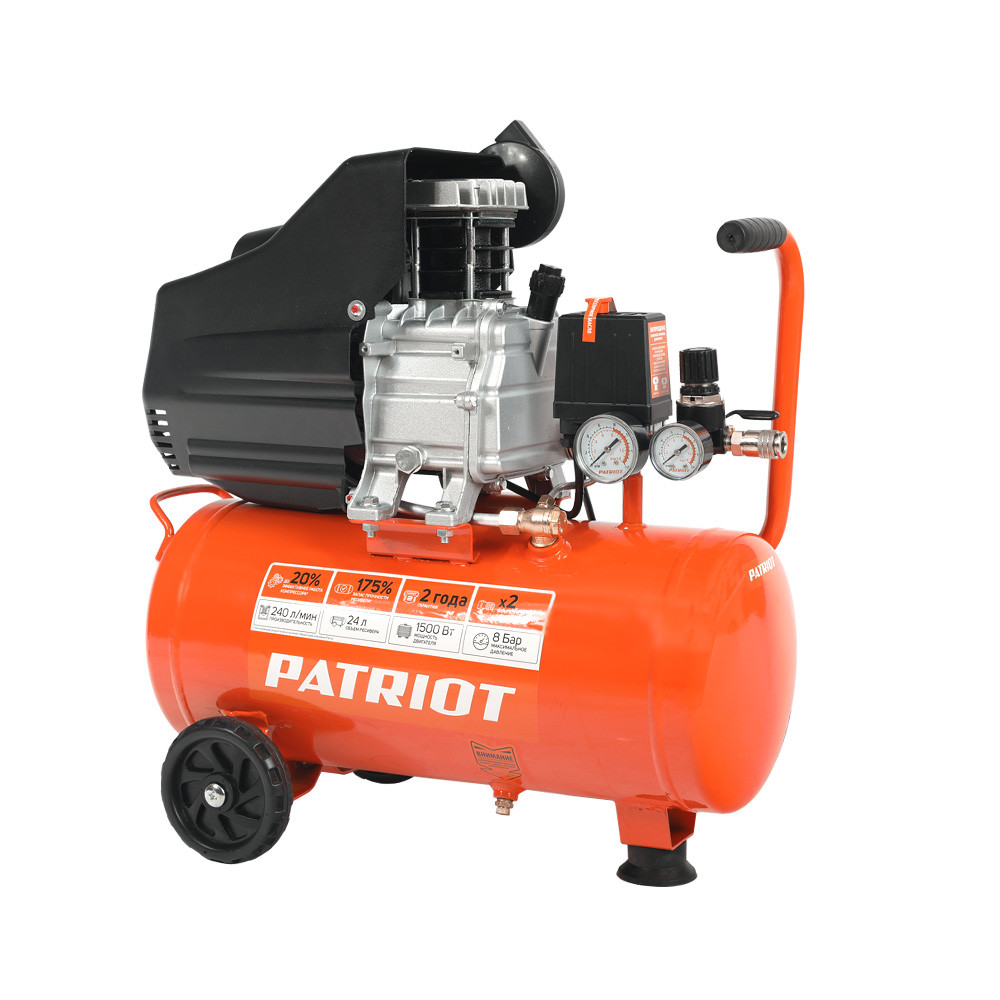 Компрессор поршневой масляный PATRIOT EURO 24-240 525306365 (1,5 кВт; 24л; 240 л/мин; 8 бар; 220В)