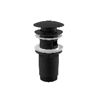 A392 BLACK Донный клапан сифона для умыв. click/clack 5/4, ц-мет. с переливом и большой загл черный