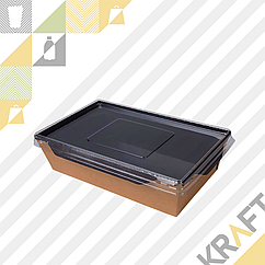 Контейнер, салатник с прозрачной крышкой  Black Edition 800мл 186*106*55 (Eco Opsalad 800 BE) DoEco (50/200)