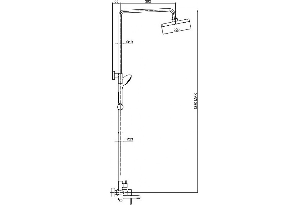 F6125183CP-A-RUS OPAL Душевая колонна со смесителем для ванны/душа (верхний душ квадр формы) (к/к 4) - фото 2 - id-p100259263