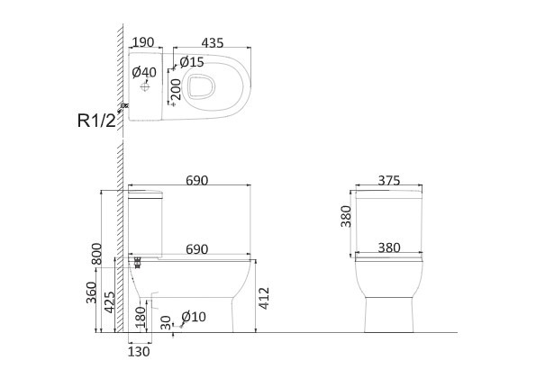 BR1003 Смывной бачок с двойным смывом белый HDS339 - фото 2 - id-p100259752