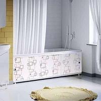 Экран под ванну Оптима Decor 1,5 // 047 геометрия квадраты черно-красные