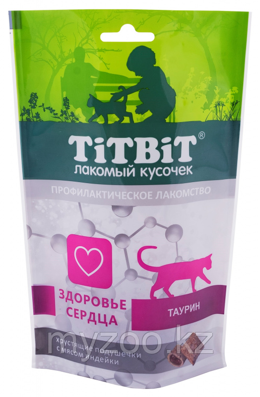 Лакомство для кошек "Titbit" хрустящие подушечки "здоровье сердца, таурин" с индейкой 60гр