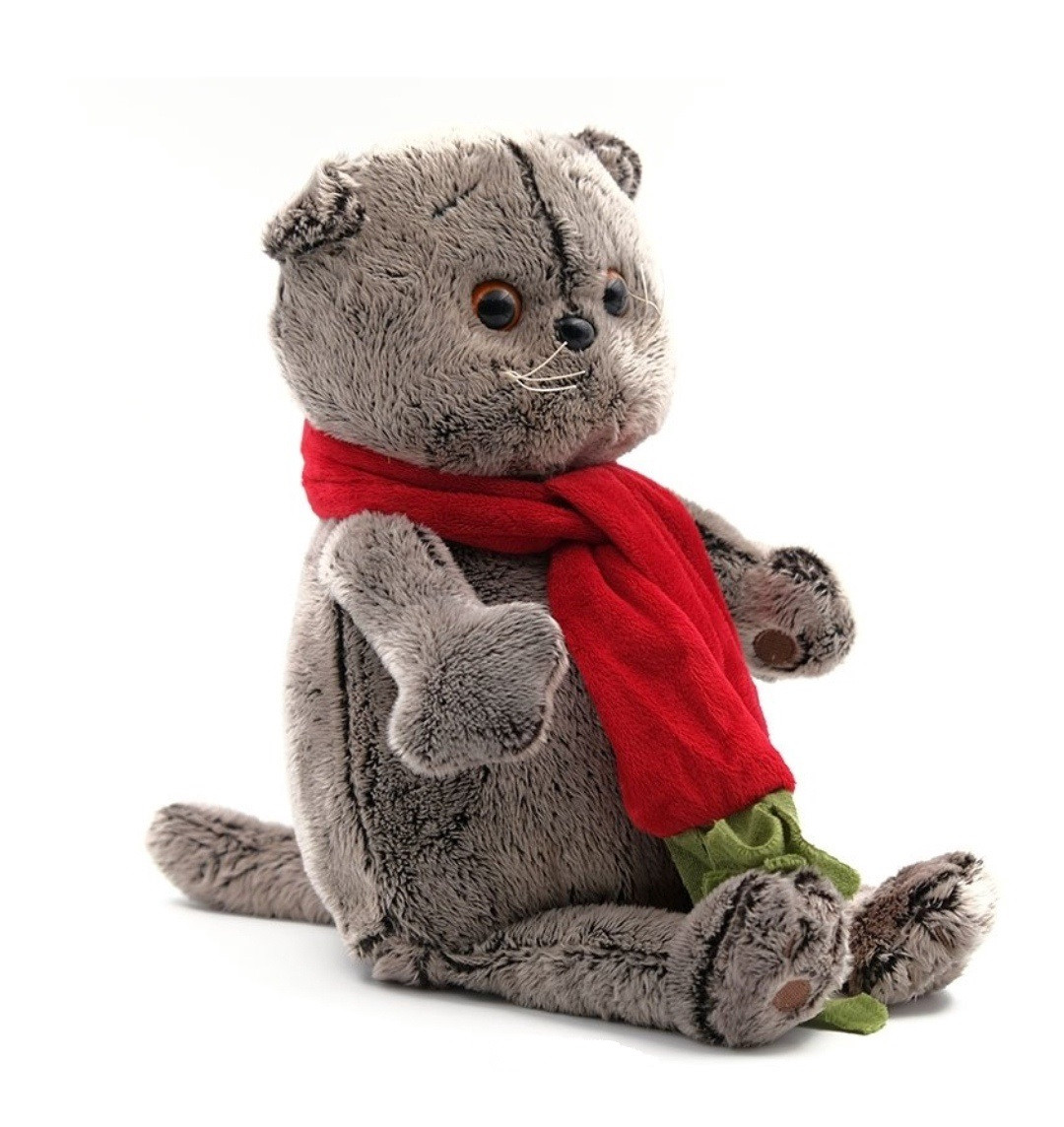 Мягкая игрушка Кот Басик с шарфом (30 см)