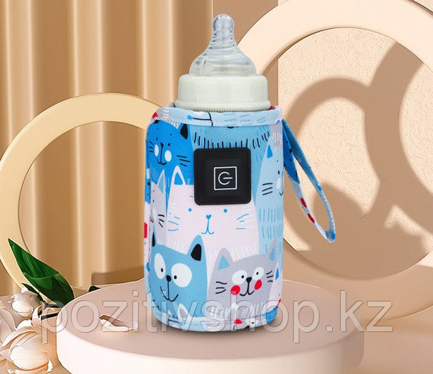 Подогреватель для бутылочек и детского питания с USB котик/голубой