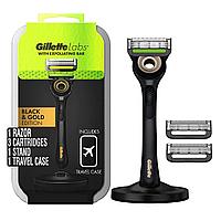 Станок Gillette Labs со скрабирующей полоской и магнитной подставкой (Black & Gold Edition)