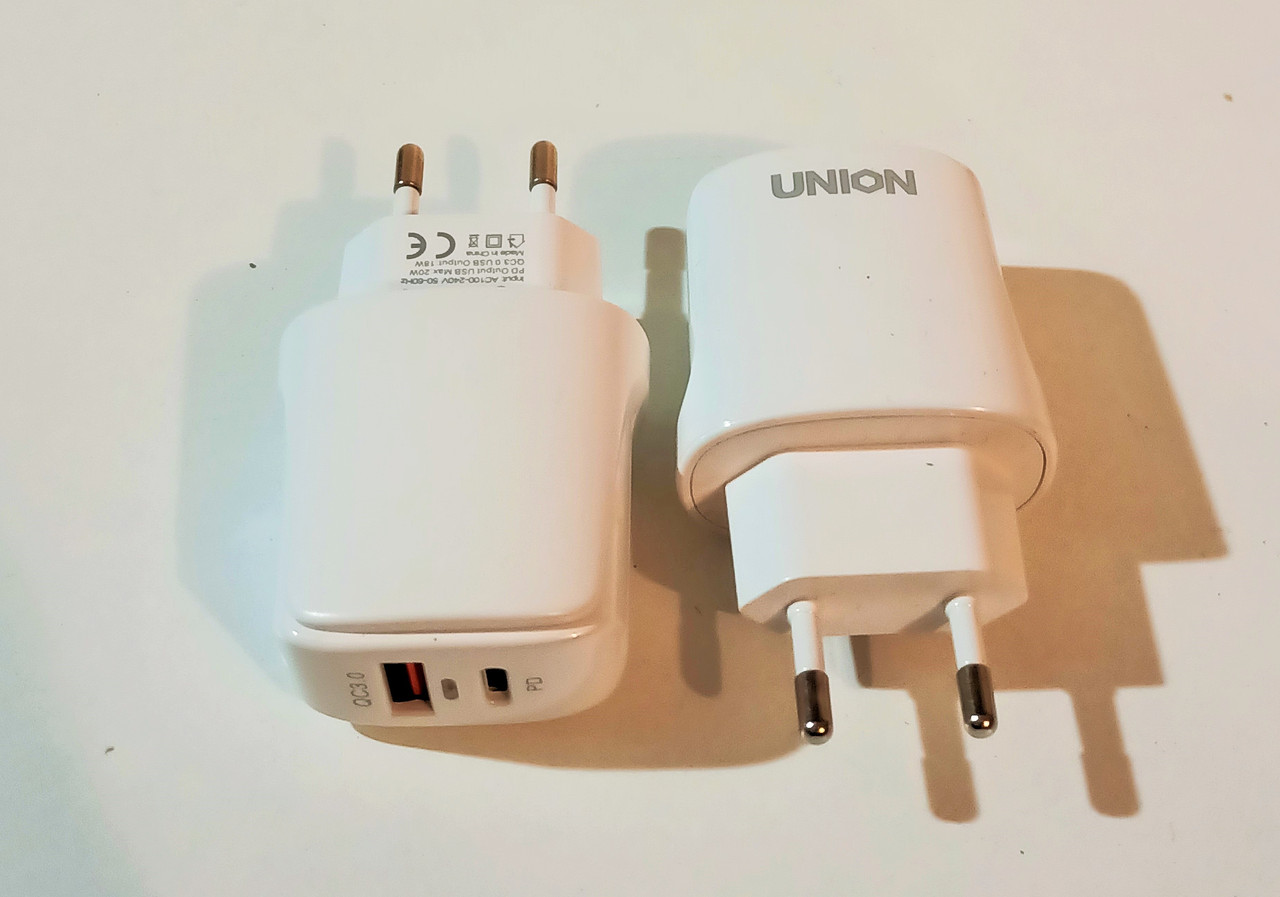 Зарядное устройство UNION CH-044 1xUSB QC3.0 + 1xUSB-C 20W ( блок с функцией быстрой зарядки ) - фото 1 - id-p100174508