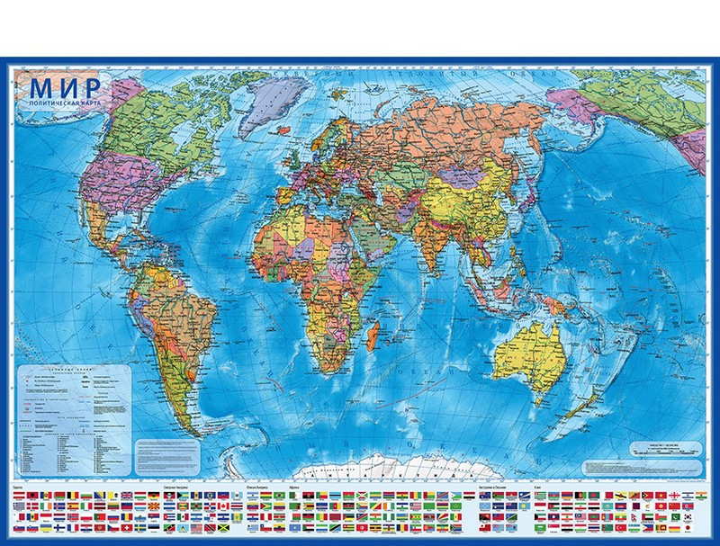 Интерактивная карта мира Политическая. 101*70 см.