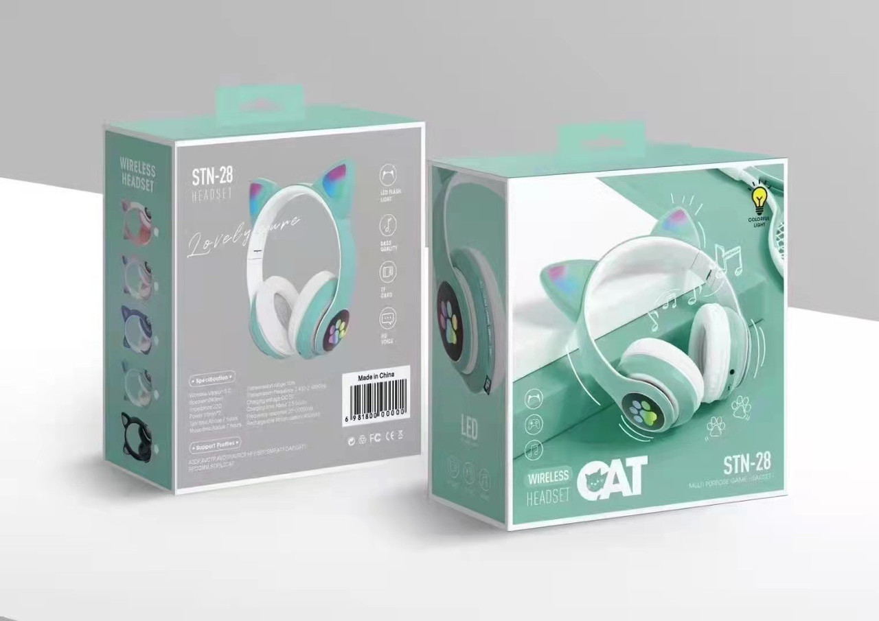Беспроводные наушники STN-28 CAT EAR Зеленый - фото 3 - id-p100286388