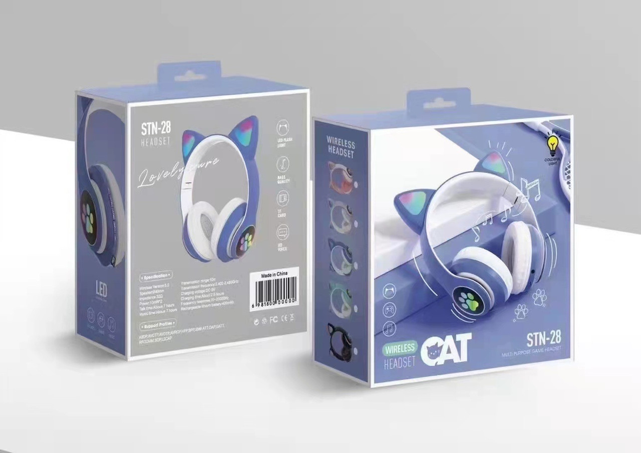 Беспроводные наушники STN-28 CAT EAR Синий - фото 3 - id-p99927877