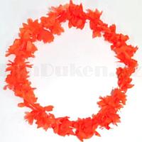 Гавайские бусы Леи из цветов оранжевых оттенков (диаметр по окружности 44-50 см)