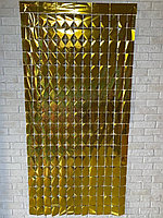 Шторка для фотозоны "Золотая голография", ширина 1м, длина 2 метра