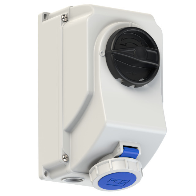 Розетка настенная PCE 16А/230V/1P+N+E/IP67, с выключателем и блокировкой