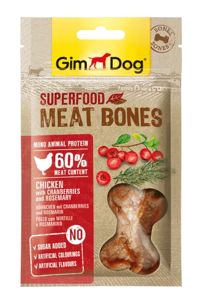 GimDog Superfood Meat Bones лакомство из курицы с клюквой и розмарином 70гр