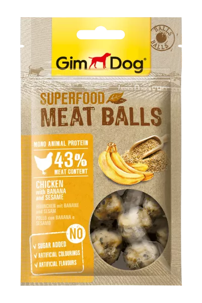 GimDog Superfood Meat Balls лакомство из курицы с бананом и кунжутом 70гр - фото 1 - id-p100292347