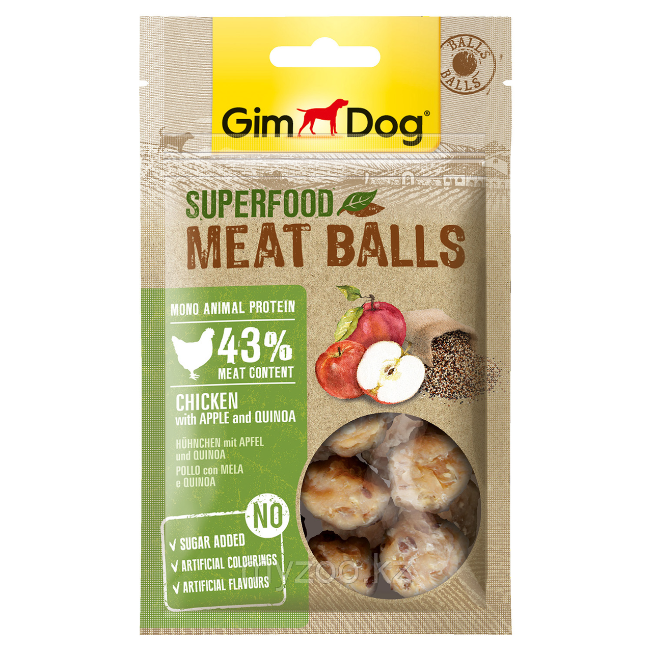 GimDog Superfood Meat Balls лакомство из курицы с яблоком и киноа 70гр - фото 1 - id-p100292356