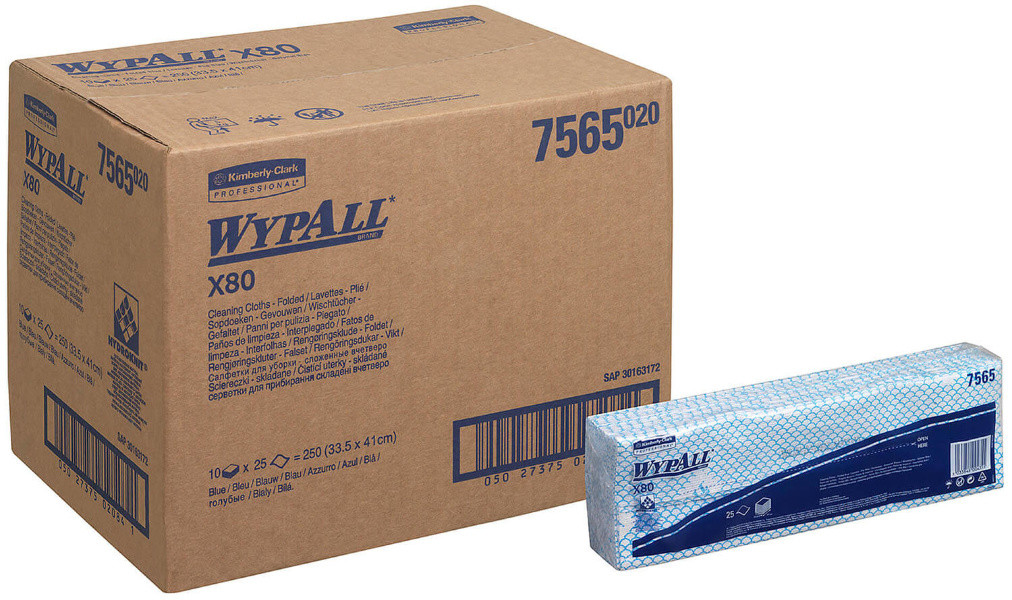 Протирочный материал в пачках WypAll X80 синий 7565 производство Kimberly Clark Professional (пачка 25 листов) - фото 7 - id-p100292314