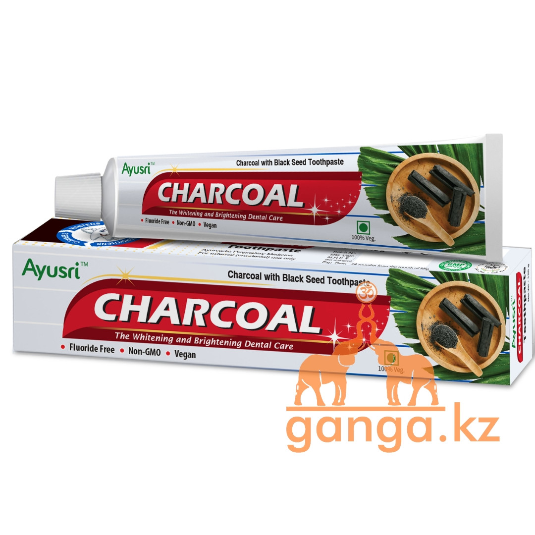 Аюрведическая зубная паста c Углем (Charcoal Toothpaste AYUSRI), 100 грамм