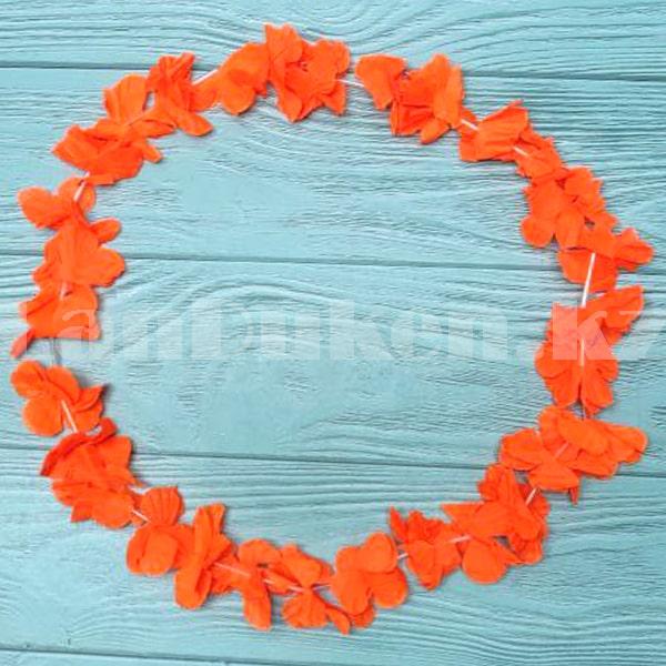 Гавайские бусы Леи из цветов оранжевых оттенков (44-50 см)