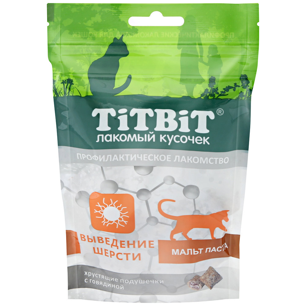 ТитБит Хрустящие подушечки для кошек, для выведения шерсти