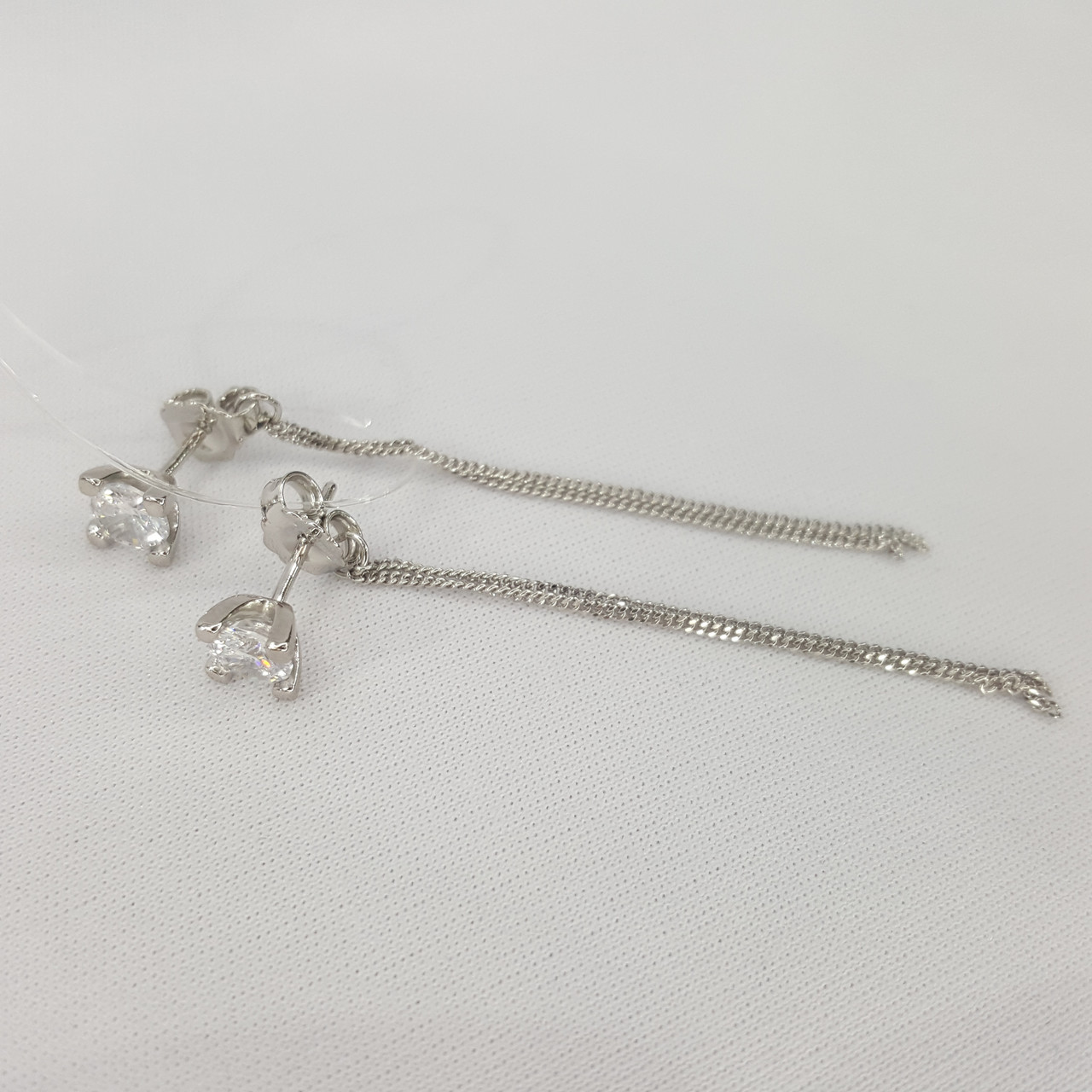 Серьги из серебра с фианитами Diamant 94-122-01494-1 серебро с родием, фото 1